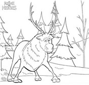 coloriage reine des neige swen le renne